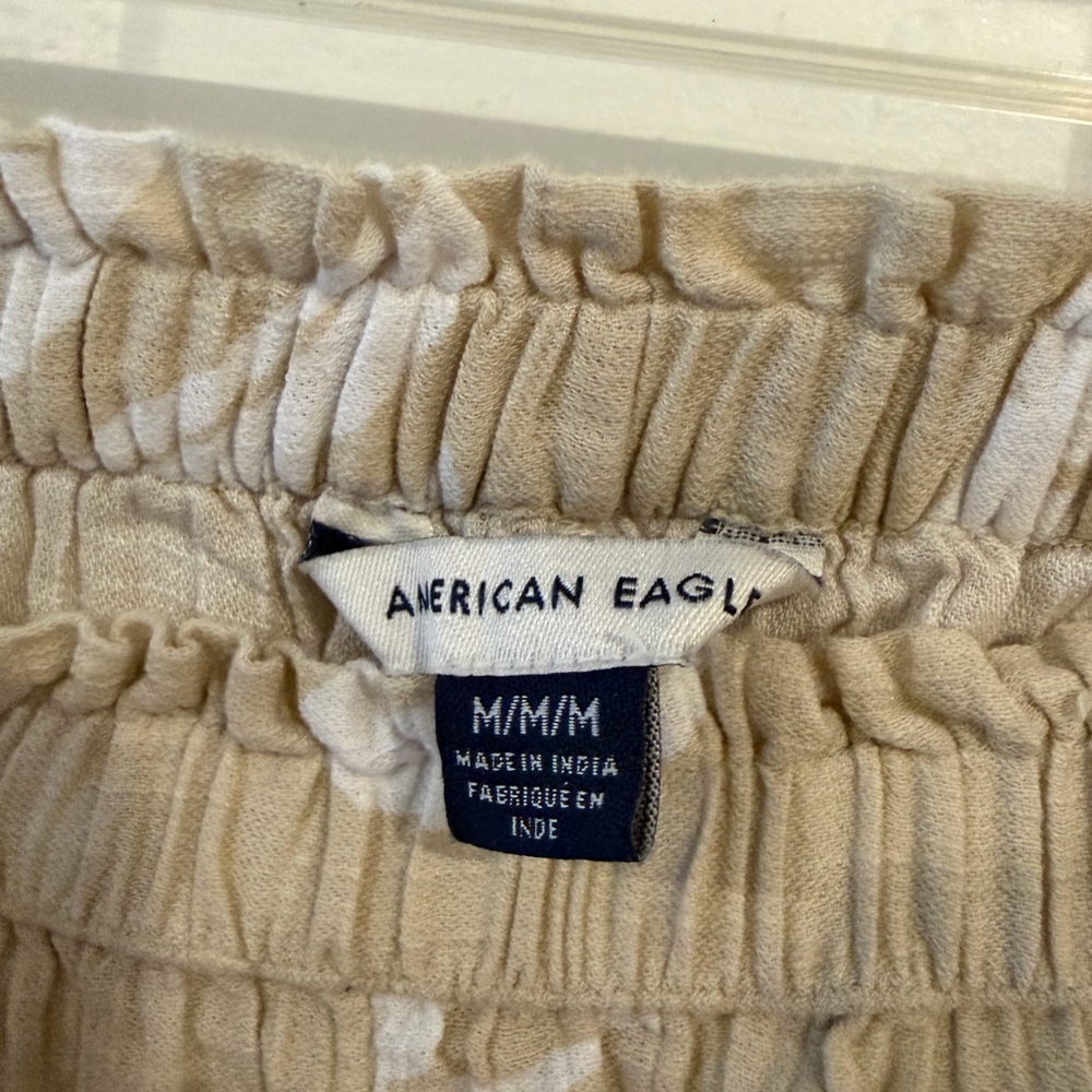 American Eagle Tan Floral Wide Leg Pants Size M - Picture 2 of 3